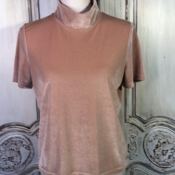 MADEWELL Soft Dusty Blush Mock Turtleneck Short Sleeve Valor Pullover Top Size S - Picture 4 of 9